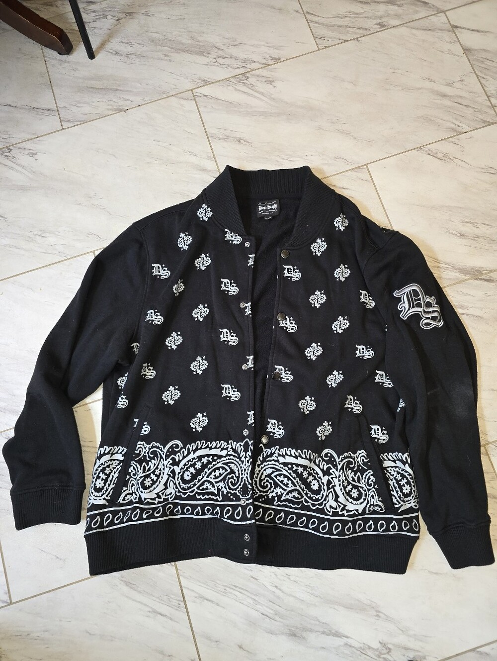 Dogg Supply by Snoop Dogg 2XL Black Bandana Paisley Varsity Jacket